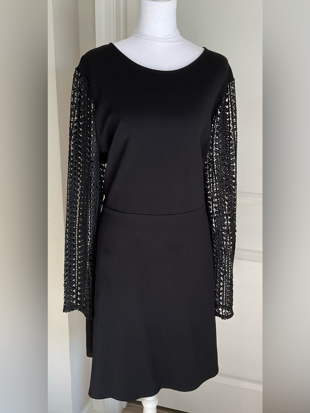 Soprano Black Crochet Lace Long Sleeve Mini Dress Size 3X